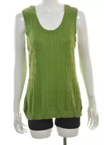 Chicos Damen Pullover Größe 3 Grün Einfarbig U-Ausschnitt Ärmellos Leinen - Bild 1 von 4