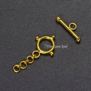 18k Solid Yellow Gold Circle Toggle Clasp Finding - Picture 1 of 5