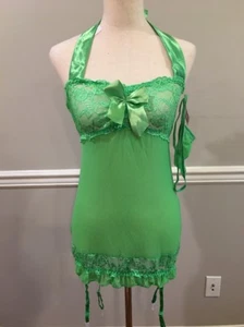Lencería Beverly Dulce Dama Encaje Satinado Verde Talla Pequeña - Imagen 1 de 1