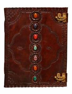 Large Leather Journal Seven Stone Sketch Book Vintage Handmade Book of Shadows