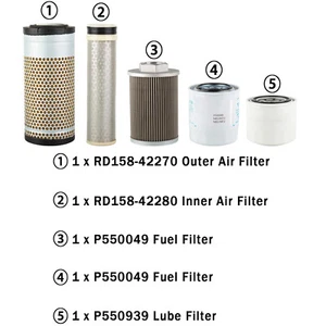 Maintenance Filter Kit for Kubota KX040-4 Mini Excavator RD158-42270 RD158-42280 - Picture 1 of 8