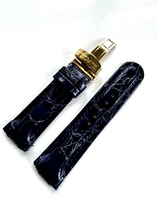 24MM Genuine JOE RODEO BLUE LEATHER w/GOLD Tone BUCKLE Replacement Watch Strap - Picture 1 of 5