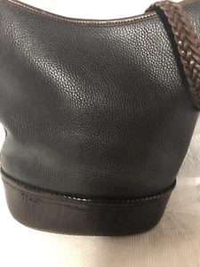 BRIGHTON PEBBLE LEATHER BUCKET BAG SHOULDER BAG PURSE BLACK 1996 - Picture 1 of 14