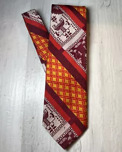 VTG 70s 80s Sears 👔The Mens Store Tie Red Gold Violet Abstract Geo necktie - Picture 1 of 7