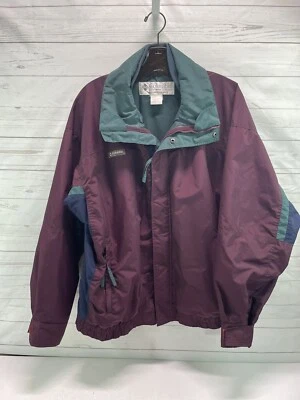 Columbia Mens Size Large L Maroon Windbreaker Jacket Full Zipper Missing Lining - Image 1 of 4