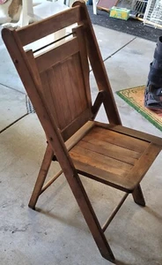 Vintage Wood Slat Folding Chair - Picture 1 of 3