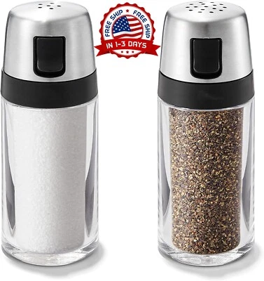 Juego De Salero Y Pimentero De Acero Inoxidable Con Botella De Plástico NUEVO US Foto 1 de 4