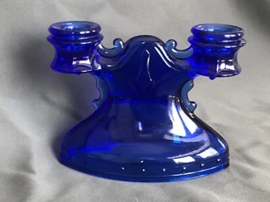 LE Smith Cobalt Blue Vintage Double Candle Stick Holder EUC - Picture 1 of 5