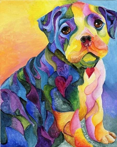 ENGLISH BLUE BULLDOG 8X10 DOG print by Artist Sherry Shipley - Picture 1 of 1