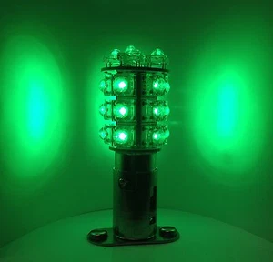 LED NAVIGATION LIGHT BULB 12V  STARBOARD  20 LED MARINE/BOAT/BAY15D   SF20-12-G - Picture 1 of 6