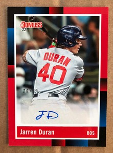 2022 Donruss Jarren Duran Retro 1988 Signatures Red 8/99 R88S-JD Red Sox Auto