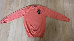 JEFF BANKS 24:7 Mens Cotton Cashmere Crew Neck Jumper Orange/Rust Size S New - Picture 1 of 12