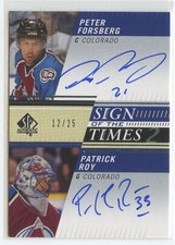 2019-20 SP Authentic Sign Of The Times Patrick Roy Peter Forsberg Auto /25 HOF