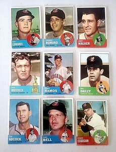 Lot of 9 1963 Topps Cleveland INDIANS vintage baseball cards GUS BELL - Picture 1 of 4