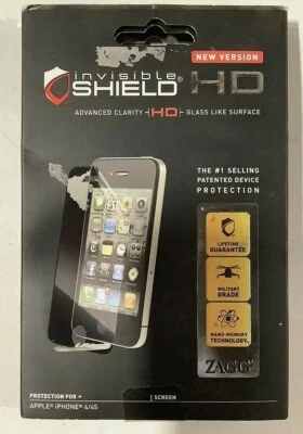 NEW Zagg InvisibleShield HD Screen Protector for Apple iPhone 4/4S protection - Image 1 of 2