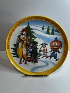 Vtg McDonalds Plate 1977 Ronald Hamburglar Big Mac Snowman Twin - Picture 1 of 9