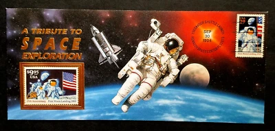 USA "A TRIBUTE TO SPACE EXPLORATION" Unique Cover wid Stamp flown in Space 1994 - Image 1 of 4