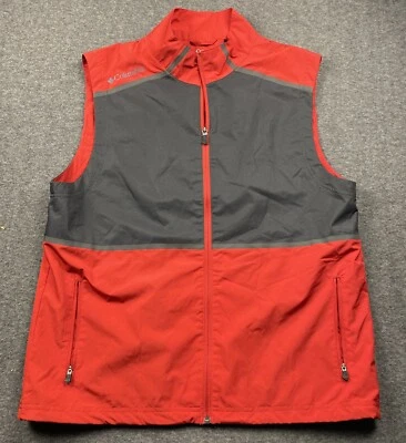 Chaleco de golf Columbia para hombre mediano ligero ventilado rojo/gris cremallera completa forro de malla poliéster Foto 1 de 4