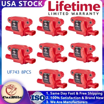 NEW For 2014-19 GMC Sierra 1500 V8 5.3L 6.2L Square Style Coil Ignition Coil Set - Image 1 of 4