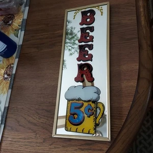 Vintage Beer Mirror Bar Sign - Picture 1 of 4