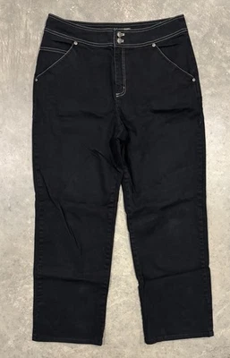 Pantalones de mezclilla elásticos Chicos para mujer talla 1,5 negros de pierna recta ancha Foto 1 de 4