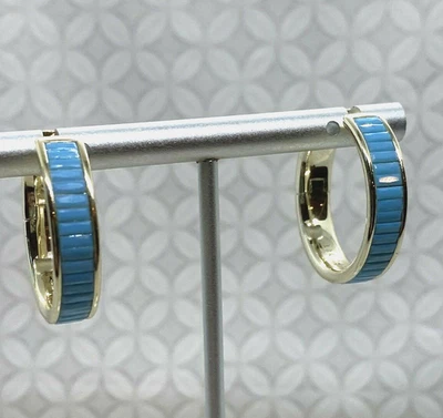 Kendra Scott Jack环状耳环绿松石浅蓝色水晶金色  — 第 1/4 张图片