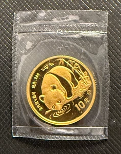 China 1987y Gold 1/10 oz 10 Yuan Panda Original Mint Sealed BU - Bild 1 von 2