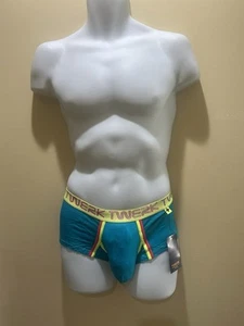 Men’s Designer Underwear Andrew Christian Aqua Green  “TWERK” Boxer Brief Sz M - Picture 1 of 7