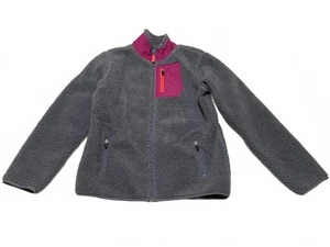Old Navy Girl’s Size XL TG 14R Gray Fleece Jacket Pink Accent - Picture 1 of 13