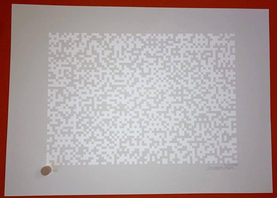 INVADER “CÓDIGO BINARIO” (BLANCO) IMPRESIÓN 2008 FIRMADA Y NUMERADA/50 BANKSY KAWS OBEY Foto 1 de 1