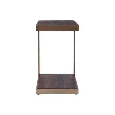 Mesa "C" de acacia envejecida y acero inoxidable Global Archive Foto 1 de 4