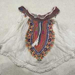 Wold Market Lg/xlg Hippie Blouse Sleevless Festival Shirt Fringe - Picture 1 of 6