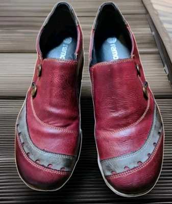 Sapatos confortáveis de couro Remonte WMN US 9 EU39 vermelho/cinza moda caminhada  - Imagem 1 de 4