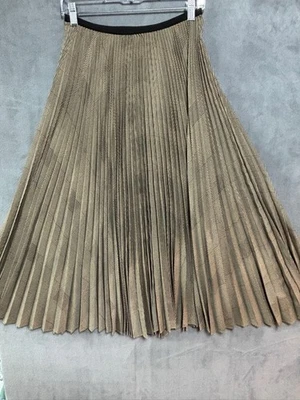 Polo Ralph Lauren plaid pleated midi skirt Brown Silky Classic City Business 8 - Image 1 of 4