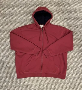 L.L. Bean Hoodie Men's 2XL Red Katahdin Iron Works Fleece Lined Full Zip Navy - Picture 1 of 10