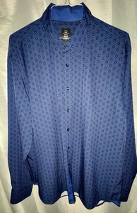 Michael Strahan LS Button Shirt Men 2XL Blue Geometric Stretch Performance Nice - Picture 1 of 5
