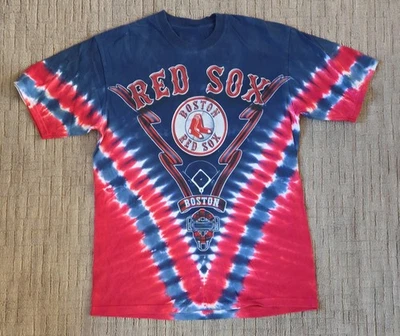 Boston Red Sox T Shirt Medium Tie Dye Baseball Fan Red White Blue - Image 1 of 4