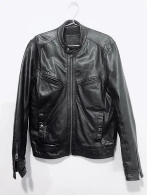 ASOS Black Leather Rider Jacket XS-Size Men’s Genuine Leather Black Used - Image 1 of 3