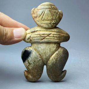 4.7'' Top Collect China Hongshan Culture Old Jade Carved People Figures Statue - Picture 1 of 8