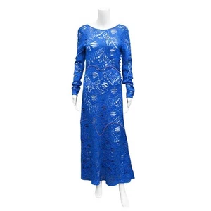 MARNI Blue Lace Long Sleeve Midi Dress Size IT 40 Approx US 4 - Picture 1 of 4