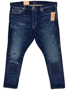Polo Ralph Lauren Sullivan Slim Paint Splatter Jeans Distressed Blue Mens Sizes - Picture 1 of 8