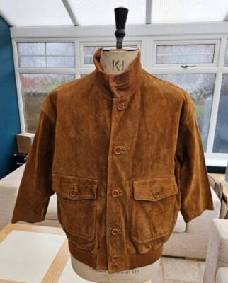 Hugo Boss Leather Suede Jacket Men's Large ~ Brown *SLEEVES SHORTENED* - Image 1 of 4