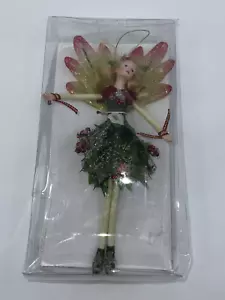 Unbranded Bendable Christmas Hanging Ornament Fairy Green Leaf Berries Blonde 8" - Picture 1 of 9