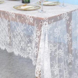 Lace Tablecloth Rectangular 60x120 Lace Table Cloths Rectangle Scalloped Tabl... - Picture 1 of 6