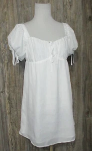 LA HEARTS White Tie Front Puff Sleeve Babydoll Mini Dress Sz Small Boho Romantic - Bild 1 von 13