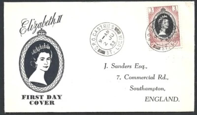 (BL) St.Lucia 1953 Coronation pictorial FDC used CASTRIES - Image 1 of 2