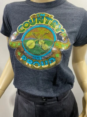 Camiseta De Colección Años 70 Country Orgullosa Música Orgullo 50/50 Algodón Transferencia de Calor SM XS Foto 1 de 4