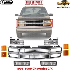 Front Grille Chrome Reflector Head Signal Lamp For 1995-1999 Chevrolet C/K - Picture 1 of 14