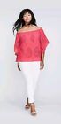 Lane Bryant 26/28 4X Blouse Shirt Top Off Shoulder Crochet Pink Lined Nwot $55