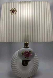 VTG Floral Plastic Shade Ceramic Base Wall Sconce 1950's Tested - Picture 1 of 9